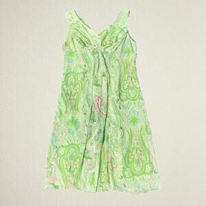 Green floral dress knee length fairycore bohemian hippie boho chic earthy